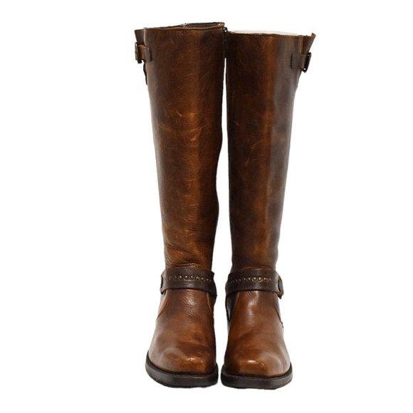 Sonora Distressed Brown Leather Zip Up Buckle Cowboy Boots - Picture 3 of 12